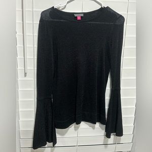 NWOT Vince Camuto Black Sparkle Bell Sleeve Sweater Size PXS